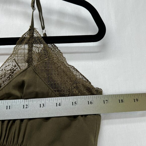 Love Stitch Gabriela Slip Dress Size S Button Front Lace Trim V-neck Slit Green - Picture 13 of 15